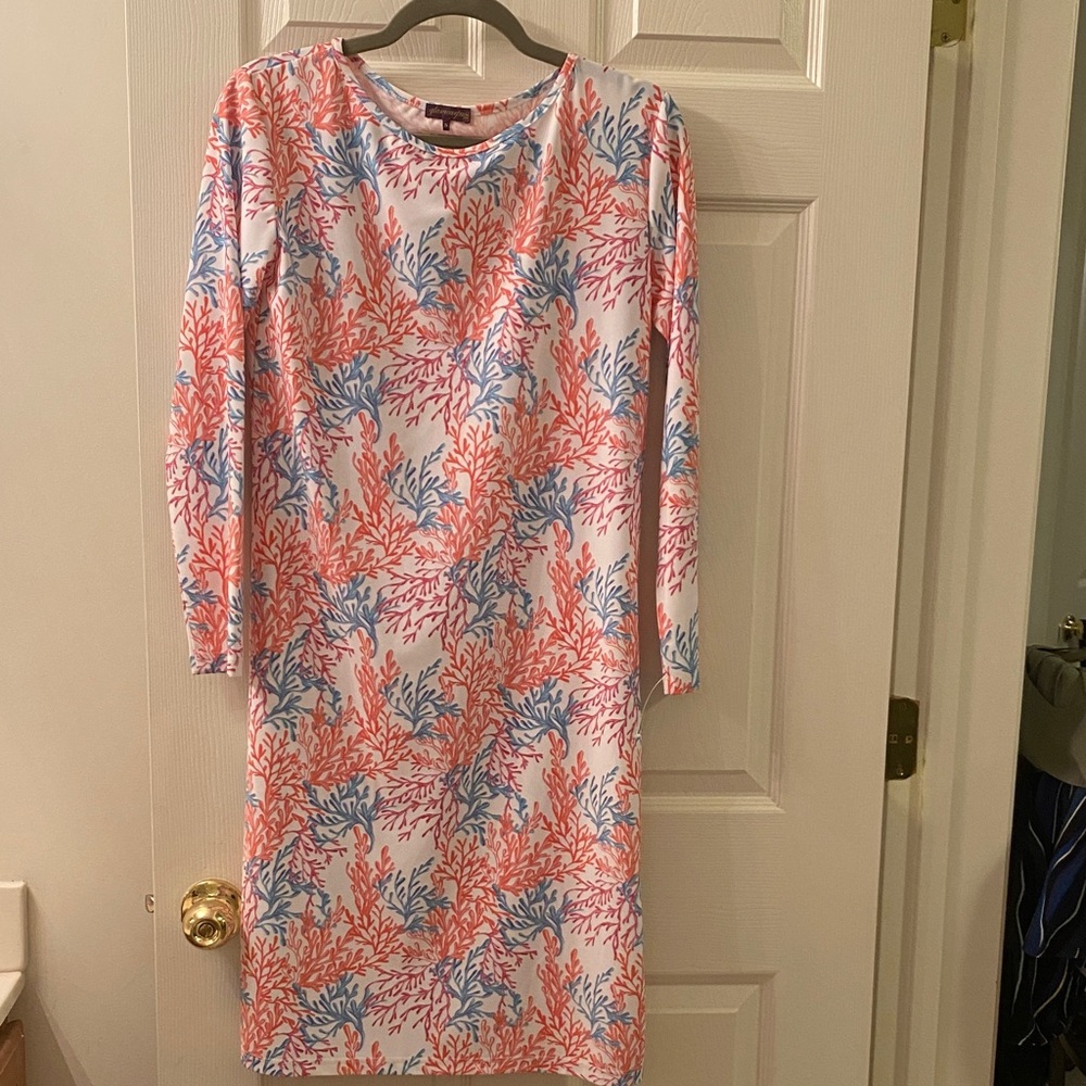 Glamourpuss Coral and Blue Patterned Dress